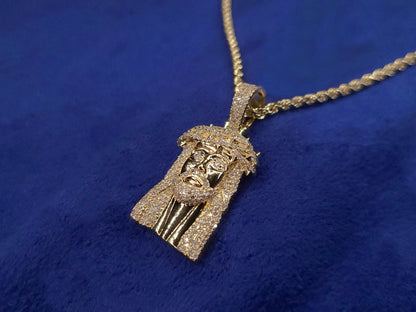 10k Solid Gold Diamond Jesus Pendant
