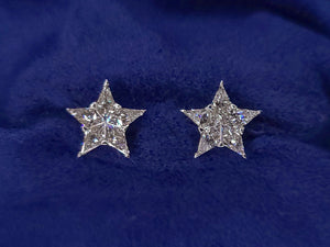 14k Solid Gold VS1 Diamond 9mm Star Pie-Cut Earrings