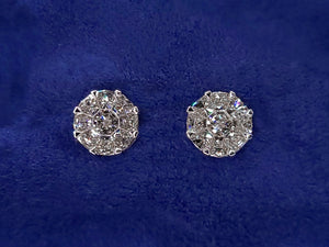 14k Solid Gold VS1 Diamond 8mm Round Pie-Cut Earrings