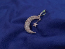 Load image into Gallery viewer, 14k Solid White Gold and VS1 Diamond Moon-Star - Solid Back