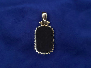 14k Solid Gold and Diamond Dog Tag Pendant - Solid Back