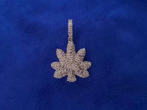 10k Solid Gold and VS1 Diamond Marijuana Pendant