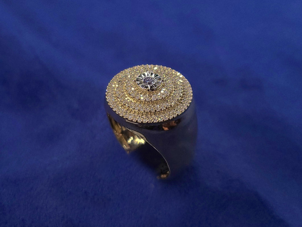 10k Solid Gold Diamond Large Cake Ring