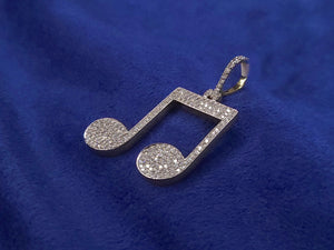 10k Solid Gold Diamond Music Note Pendant - Solid Back