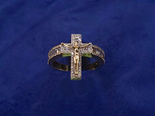 Load image into Gallery viewer, 14k Solid Gold VS1 Diamond Jesus Cross Band