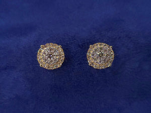14k Solid Gold VS Diamond 9mm Cluster Earrings