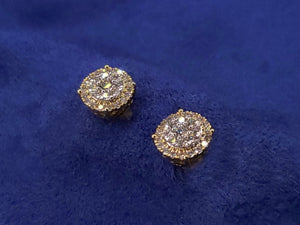 14k Solid Gold VS Diamond 9mm Cluster Earrings