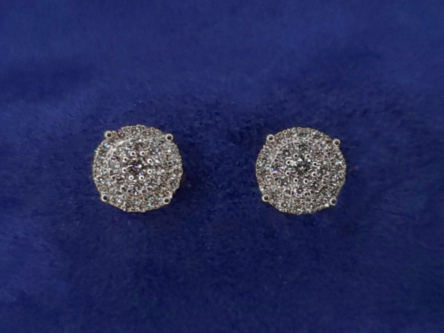 14k Solid Gold VS Diamond 9mm Cluster Earrings